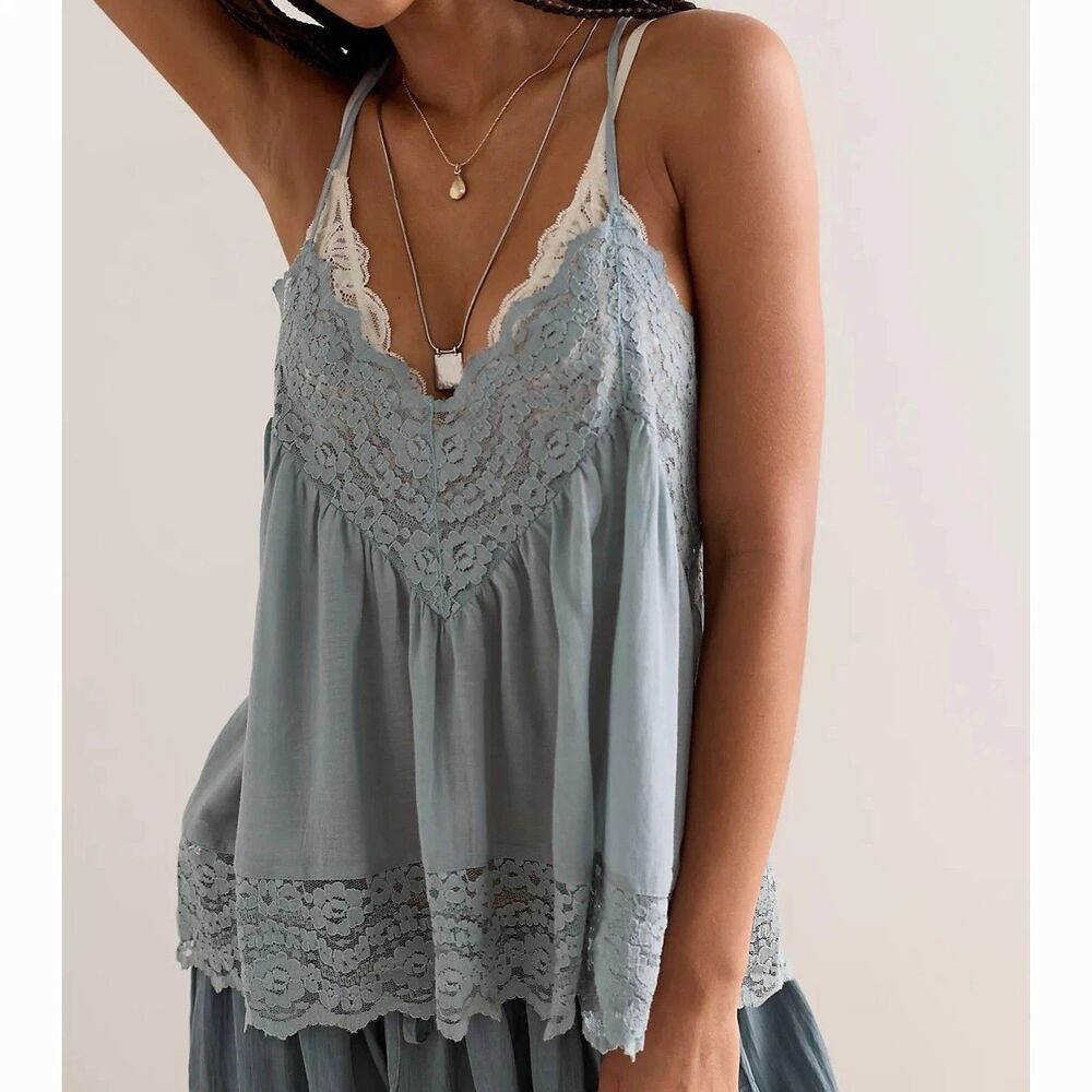 Intimately Free People Fiona Cami Blouse Top Tank Sleeveless Lace S 291909